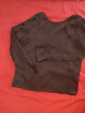 Banana Republic Black Shiny Crewneck Top, Long Sleeves, Chic